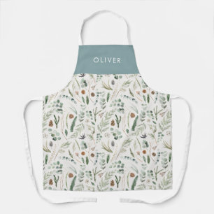 ほこりっぽい青い植物エレガントモダン科の贈り物 エプロン