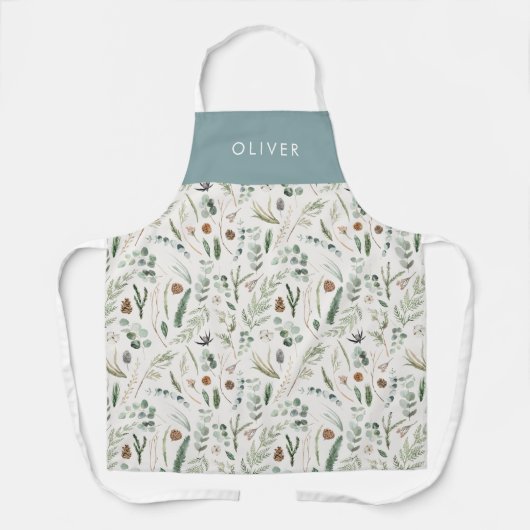 ほこりっぽい青い植物エレガントモダン科の贈り物 エプロン (正面)