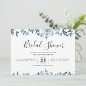 ほこりっぽい青い植物性ブライダルシャワー 招待状 (スタンド正面)