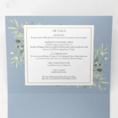 ほこりっぽい青い植物緑の写真結婚の写真 三つ折り招待状 (内部最初)