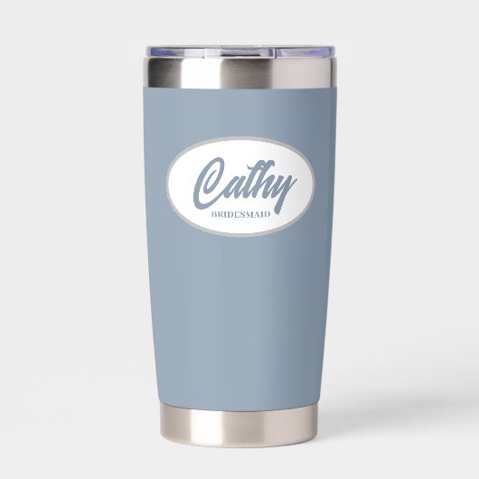 ほこりっぽい青い様式化結婚した花嫁のメイド 保温保冷タンブラー (正面)