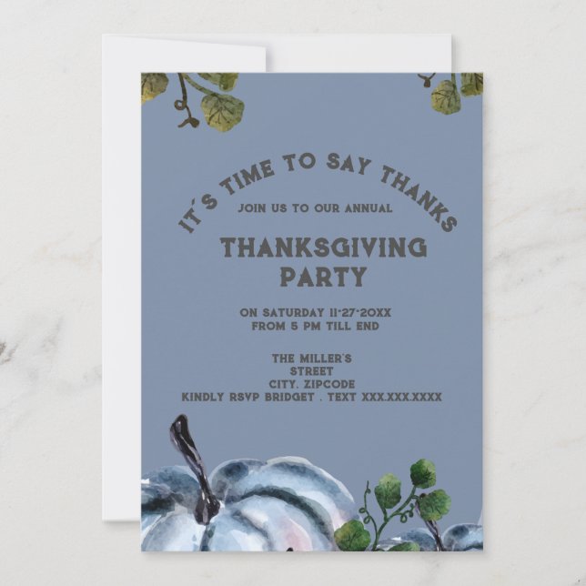 ほこりっぽい青い水の色のカボチャ感謝パーティー (正面)