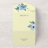 ほこりっぽい青い水の色のフローラが黄淡い色の色 オールインワン招待状 (外側)