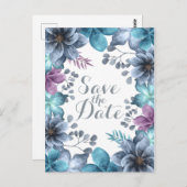 ほこりっぽい青い水の色のフローラ日付を保存 ポストカード (正面/裏面)