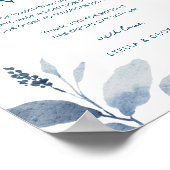 ほこりっぽい青い水の色のフローラ結婚の寄付看板 ポスター (角)