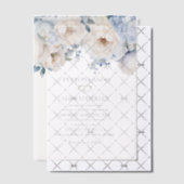 ほこりっぽい青い水の色のフローラ結婚ズ ベラム紙招待状 (オフセット (招待状))