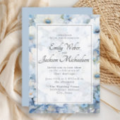 ほこりっぽい青い水の色のフローラ結婚ズ 招待状