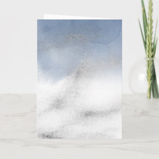 ほこりっぽい青い水の色のリース宗教的ありがとう カード (裏面)