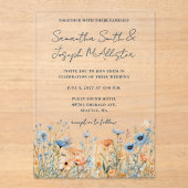 ほこりっぽい青い水の色のワイルドフラワー結婚ズ アクリル招待状 (正面)