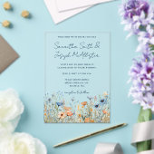 ほこりっぽい青い水の色のワイルドフラワー結婚ズ アクリル招待状 (インサイチュ (ウェディング))