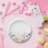 ほこりっぽい青い水の色のワイルドフラワー結婚ズ ペーパープレート (パーティー)