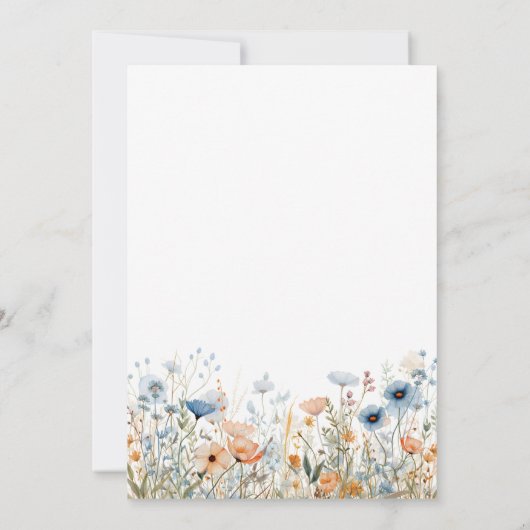 ほこりっぽい青い水の色のワイルドフラワー結婚ズ 招待状 (裏面)