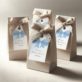 ほこりっぽい青い水の色の弓ベビーシャワー ギフトタグ