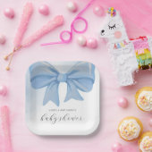 ほこりっぽい青い水の色の弓ベビーシャワー ペーパープレート (パーティー)