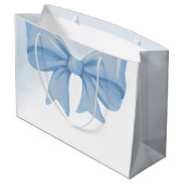 ほこりっぽい青い水の色の弓ベビーシャワー ラージペーパーバッグ (裏面アングル)