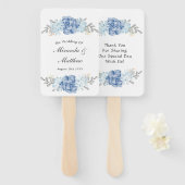 ほこりっぽい青い水の色の牡丹結婚の ハンドファン (正面&裏面)