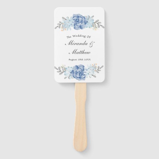 ほこりっぽい青い水の色の牡丹結婚の ハンドファン (正面)