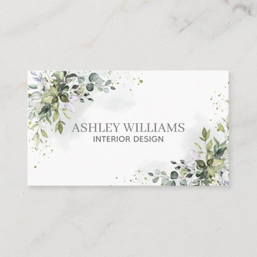 ほこりっぽい青い水の色の緑エレガント 名刺 (正面)