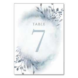 ほこりっぽい青い水の色の花の表Number 7 テーブルナンバー