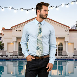 ほこりっぽい青い水の色の花結婚のネクタイ ネクタイ