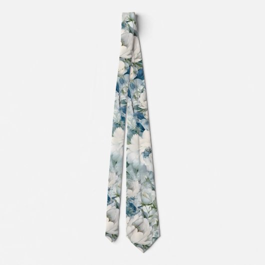 ほこりっぽい青い水の色の花結婚のネクタイ ネクタイ (裏面)