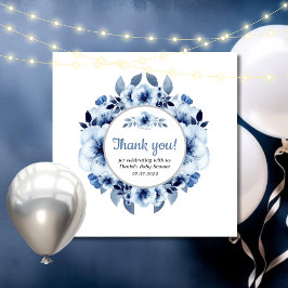 ほこりっぽい青い水の色ベビーシャワー サンキューカード