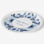 ほこりっぽい青い水の色ベビーシャワー ペーパープレート (アングル)