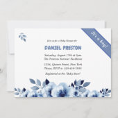 ほこりっぽい青い水の色ベビーシャワー 招待状 (正面)