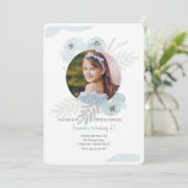 ほこりっぽい青い水彩の写真 招待状 (スタンド正面)