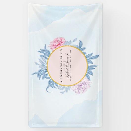 ほこりっぽい青い水彩多肉葬儀メモリアル 横断幕 (縦)