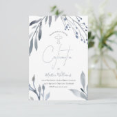 ほこりっぽい青い水彩画の葉の確認 招待状 (スタンド正面)