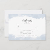 ほこりっぽい青い水彩結婚式RSVP返信カード 出欠カード (正面)