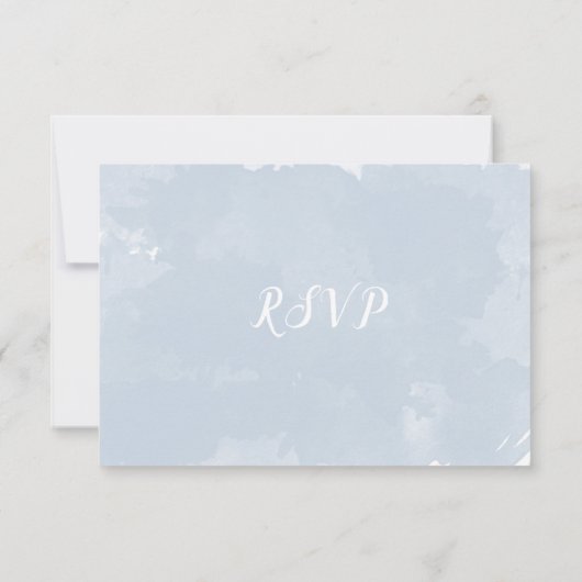 ほこりっぽい青い水彩結婚式RSVP返信カード 出欠カード (裏面)