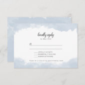 ほこりっぽい青い水彩結婚式RSVP返信カード 出欠カード (正面/裏面)