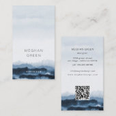 ほこりっぽい青い水彩風景名刺 名刺 (正面/裏面)