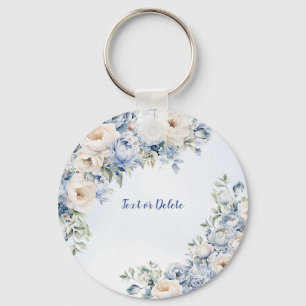 ほこりっぽい青い水色のアイボリーの花離れの花 キーホルダー