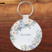 ほこりっぽい青い水色のアイボリーの花離れの花 キーホルダー (正面)