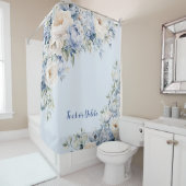 ほこりっぽい青い水色のアイボリーの花離れの花 シャワーカーテン (インサイチュ)