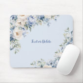 ほこりっぽい青い水色のアイボリーの花離れの花 マウスパッド (マウス)