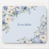 ほこりっぽい青い水色のアイボリーの花離れの花 マウスパッド (正面)