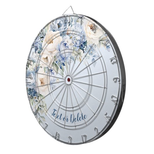 ほこりっぽい青い水色のアイボリーの離れ花の素朴 ダーツボード (正面右)