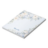 ほこりっぽい青い水色のアイボリーの離れ花の素朴 ノートパッド (回転)