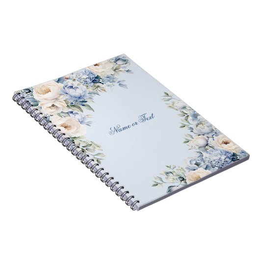 ほこりっぽい青い水色のアイボリーの離れ花の素朴 ノートブック (右側)