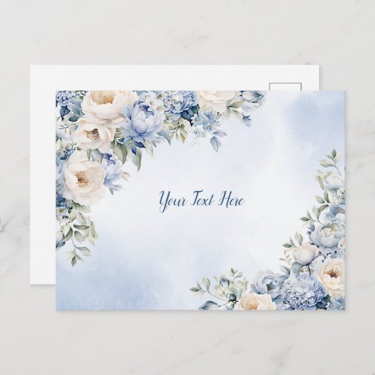 ほこりっぽい青い水色のアイボリーの離れ花の素朴 ポストカード (正面/裏面)