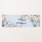 ほこりっぽい青い水色のアイボリーの離れ花の素朴 ヨガマット (裏面(横))