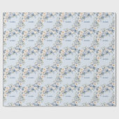 ほこりっぽい青い水色のアイボリーの離れ花の素朴 ラッピングペーパー (フラット)