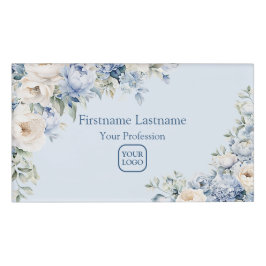 ほこりっぽい青い水色のアイボリーの離れ花の素朴 名札