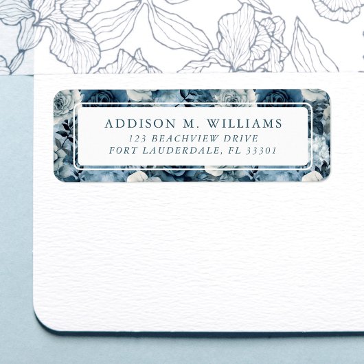 ほこりっぽい青い水色のバラパターン ラベル