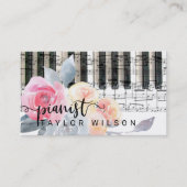 ほこりっぽい青い水色のフローラピアニストの脚本 名刺 (正面)