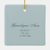 ほこりっぽい青い水色のフローラフレーム写真 セラミックオーナメント (裏面)